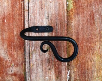 Curtain Tie Back, Short Scrolled End Hand Forged Wrought Iron