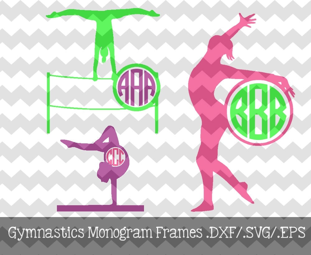 Gymnastics Monogram Frames .DXF/.SVG/.EPS Files for use with