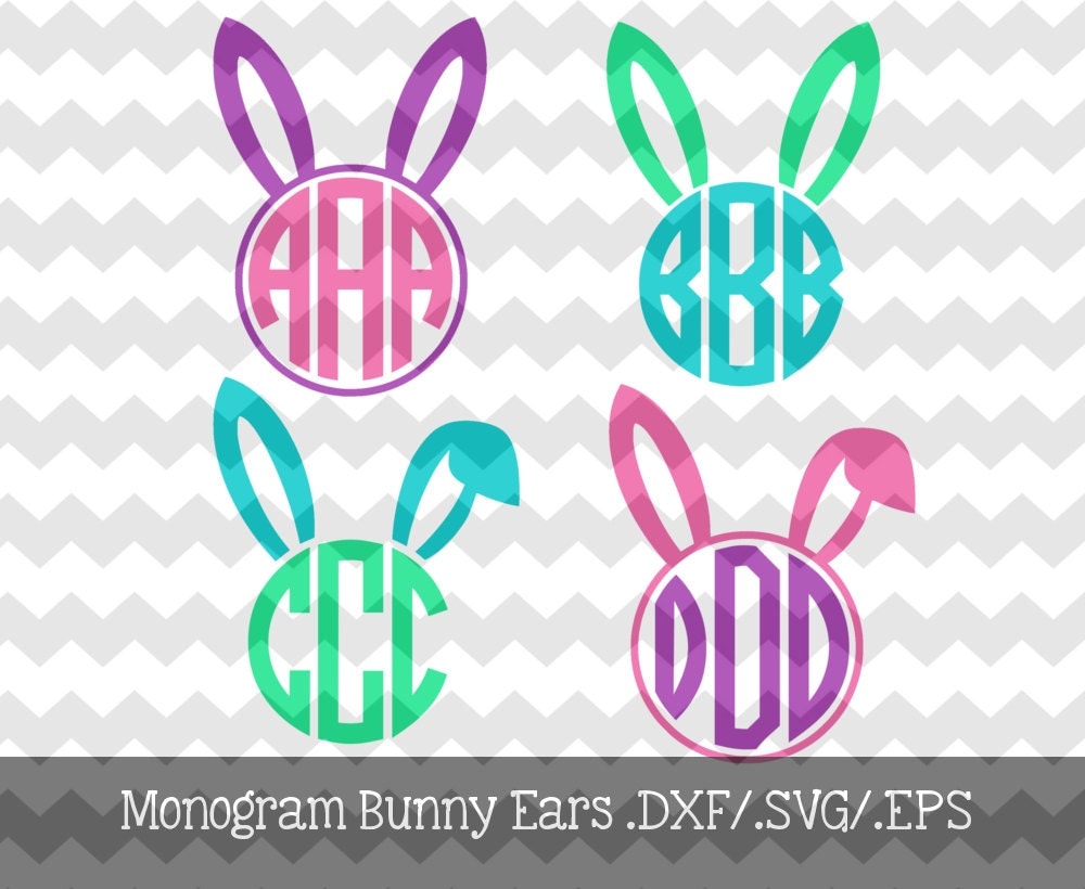 Download Monogram Bunny Ears Files .DXF/.SVG/.EPS Files for use with