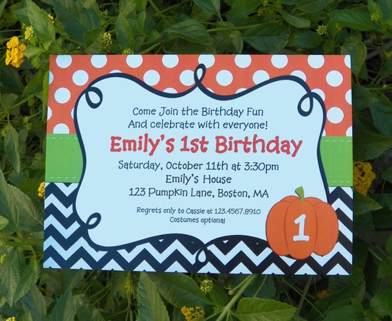 Halloween Pumpkin Invitation Printable or Printed with FREE SHIPPING - Halloween Party, Birthday, Fall Event - Pumpkin Collection Il_570xn