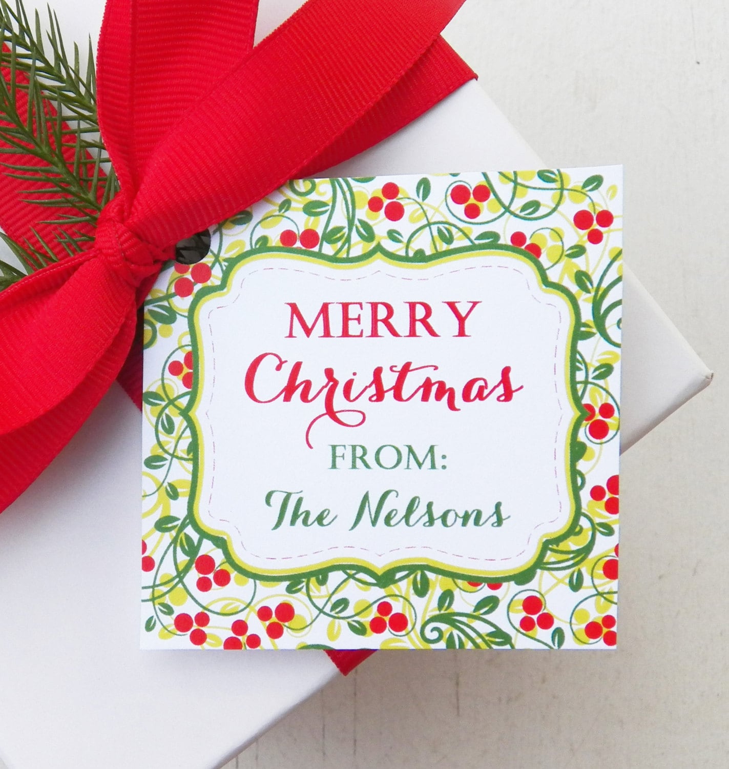 Personalized Holly Christmas Gift Tags PRINTED or PRINTABLE