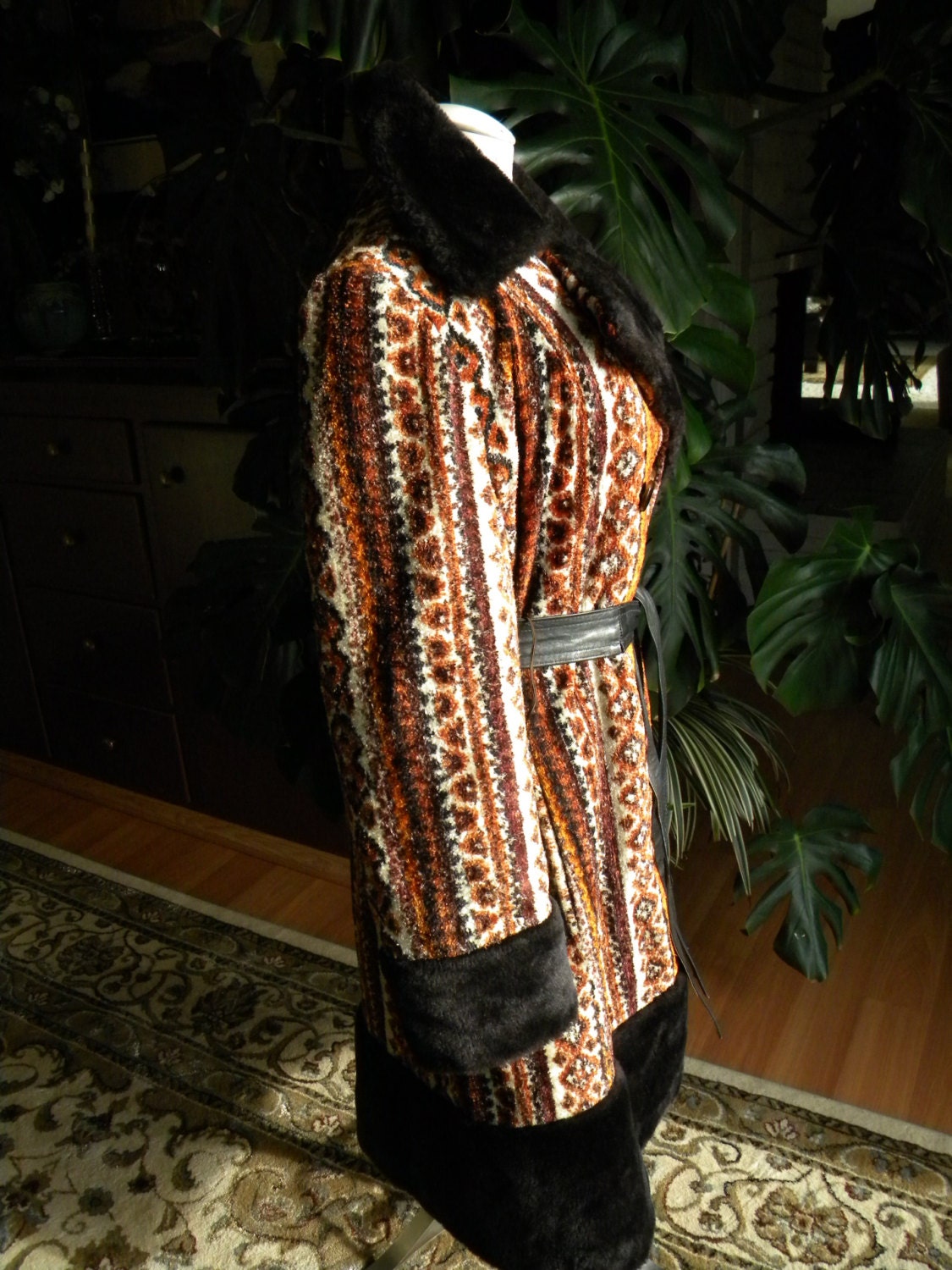 Retro cool carpet / brocade coat / jacket / by VerbenaVintage