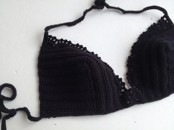 Black Crochet Bikini Top Crochet Swimwear Bikini Sexy Two