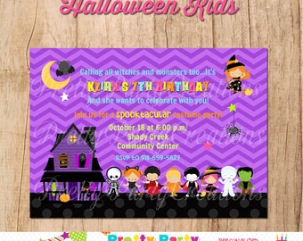 HALLOWEEN KIDS invitation - halloween party or birthday - YOU Print