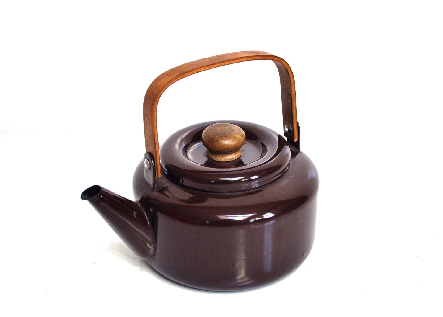 Vintage Dark Brown Enamel Kettle Haute Juice