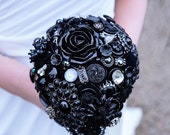 SALE - Wedding Bouquet in Black Gothic Style Victorian with silver vintage ballerinas Perfect for the Alternative Bride