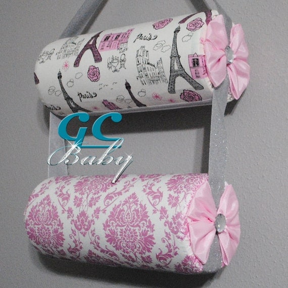 Sparkle Pink Hanging Headband Holders - Paris, Damask, Polka Dot, Bolster or Vertical - Girls Bedroom, Baby Nursery Organizer and Decor