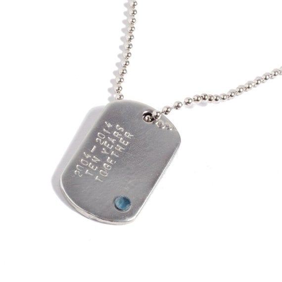 Tin Gifts For Men Pure Tin Mens Dog Tag With Topaz Stone