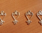 4 Bright Silver Plated Brass Heart Chandelier Dangles Earrings Jewelry