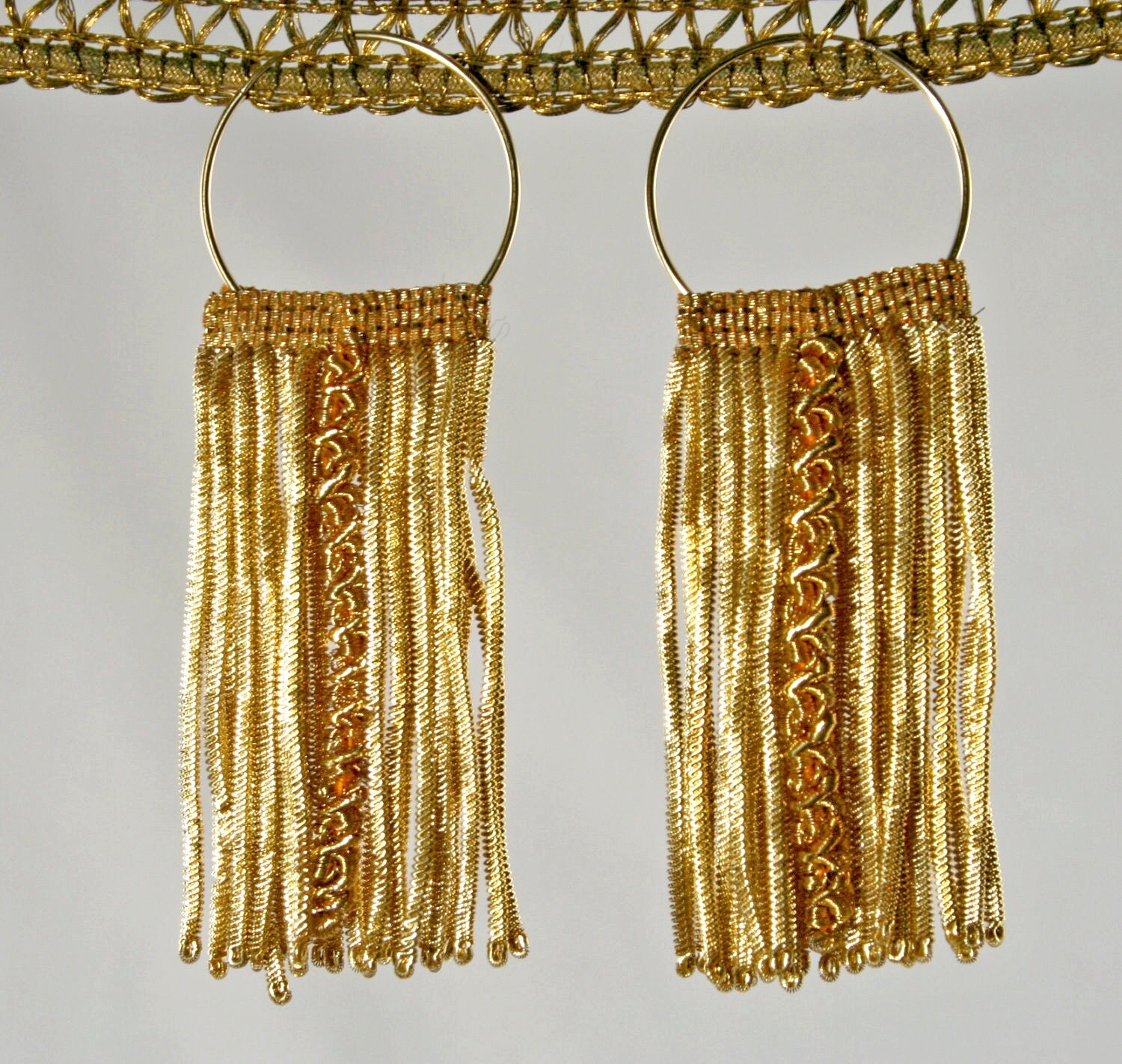 Antique French Gold Fringe Hoop Earrings