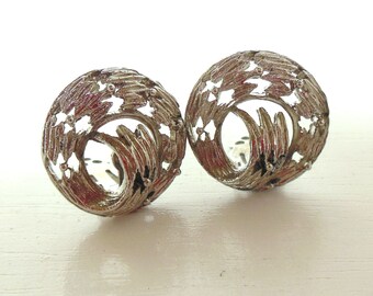 Vintage Swirl Silver Clip Earrings 50's (item 198)