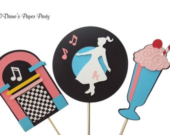 1950s Sock Hop Birthday Party Centerpiece Sticks