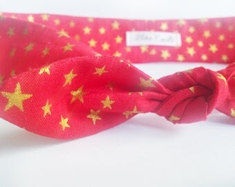 Dusty Rose Bow Headband Cotton Fabric Headband Soft by FlosCaeli