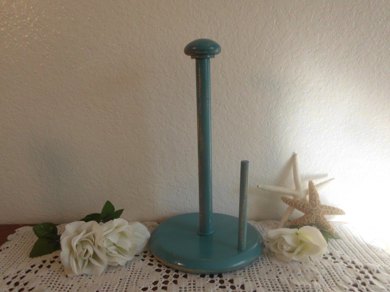 Paper Towel Holder Aqua Turquoise Teal Blue by ElegantSeashore