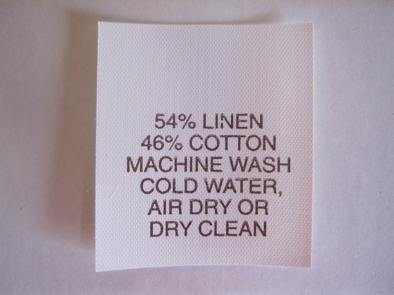 Linen/Cotton Blend Fabric Care Label