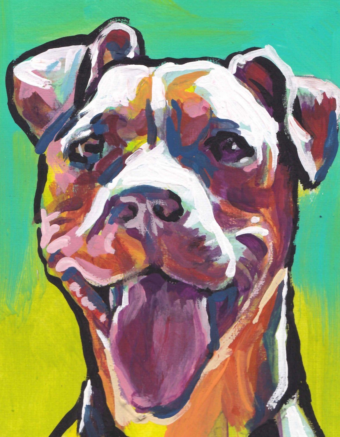 Pitbull pit bull art print of pop dog art by BentNotBroken on Etsy