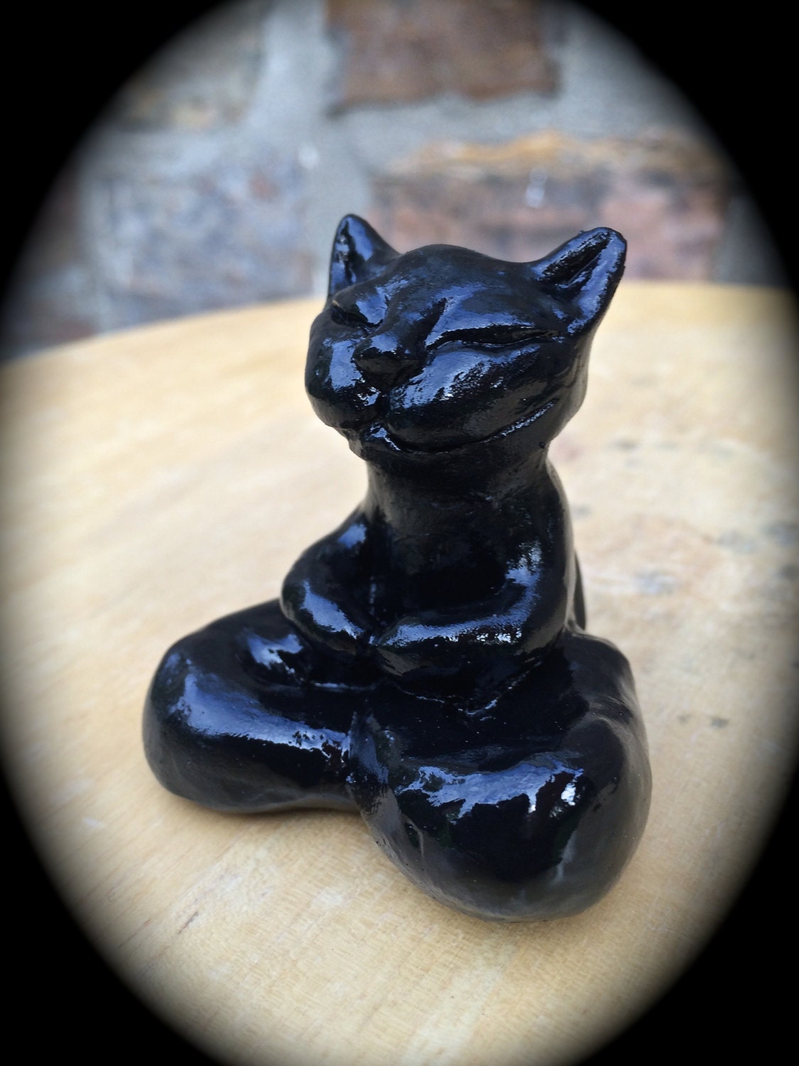 BUDDHA CAT Sculpture Zen Kitty Kitten Statue by AuraRosesTreasures