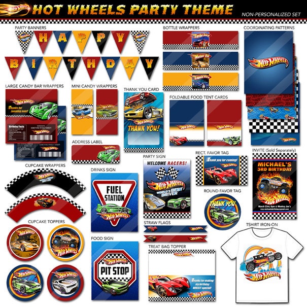 Hot Wheels Party Package Boys Birthday Party by partyprintouts