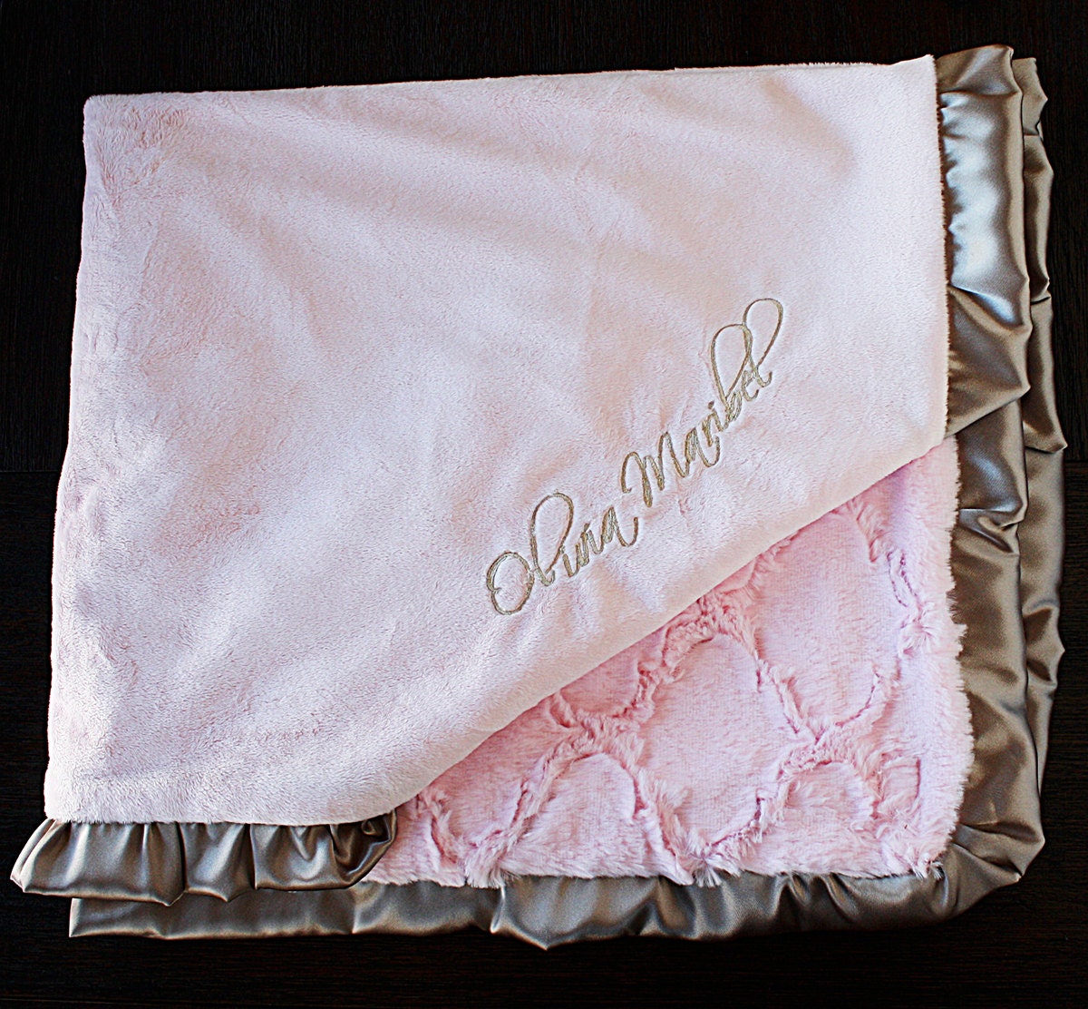 Embroidered Minky Blanket blanket with name gift for baby