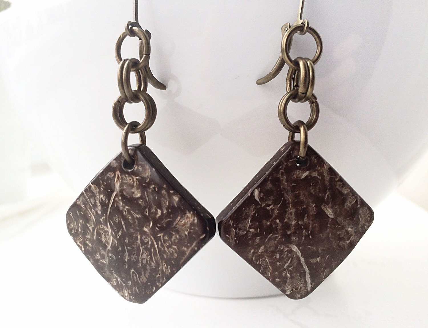 Coconut Jewelry Coconut Earrings Dangle by 2BeBeadedBySana on Etsy