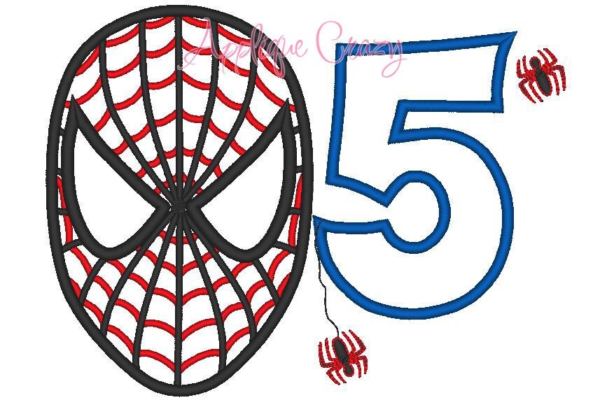 spiderman with the number 5 applique design