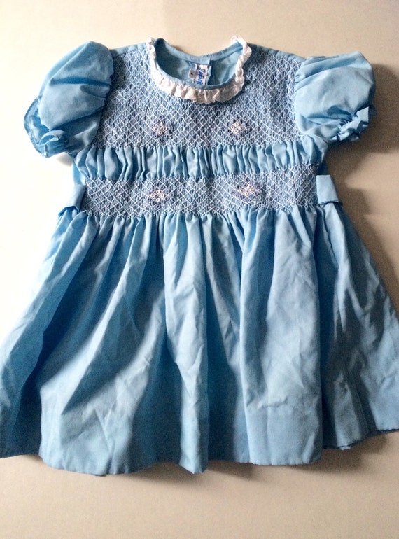 Vintage Gorgeous Blue Smocked Dress 24 Months