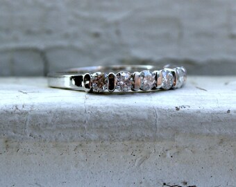 RESERVED - Vintage Channel 14K White Gold Diamond Wedding Band - 0.70ct