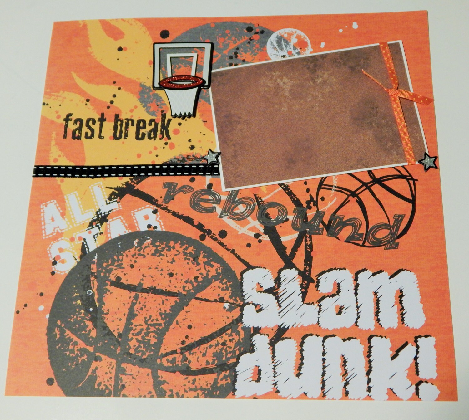 12x12 Premade Scrapbook Layout Basketball