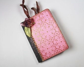 Altered Mini Notebook, Notebook, Journal, Pink Notebook, Mini Journal, Writing Journal, Stationary, Booklet, Mini Notebooks