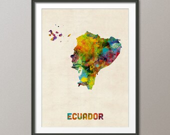 Ecuador Watercolor Map, Art Print (1326)