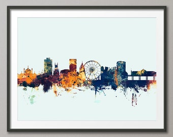 Brighton Skyline, Brighton England Cityscape Art Print (1694)