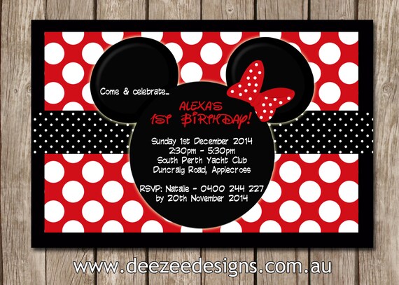 Personalised Minnie Mouse Birthday Invitations - You Print Il_570xn