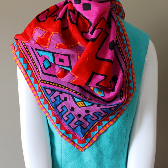 Silk Scarf Adrienne Vittadini Scarf by NotMadeInChinaFinds on Etsy