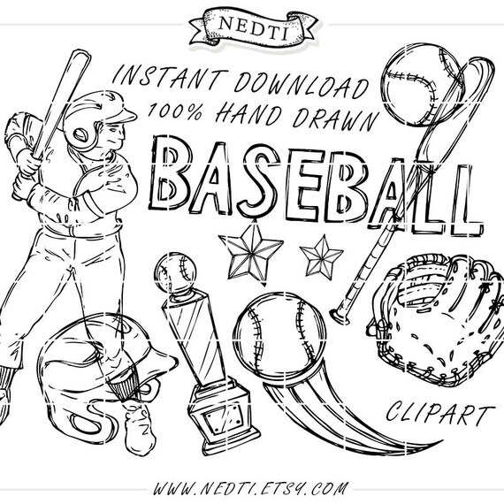 Baseball Doodles, Hand Drawn Vector, Sketchy, Sketched, Sketches