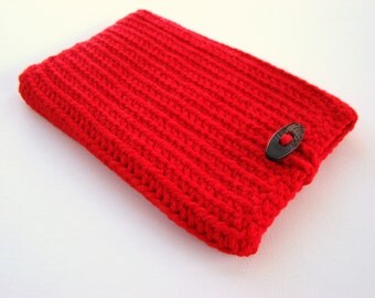 Berry Red Kindle Cover, Crochet Kindle Cozy, Gadget Cover, Nook Sleeve, eReader Cozy, Red Kindle Cozy, Gadget Cozy, Nook Cozy