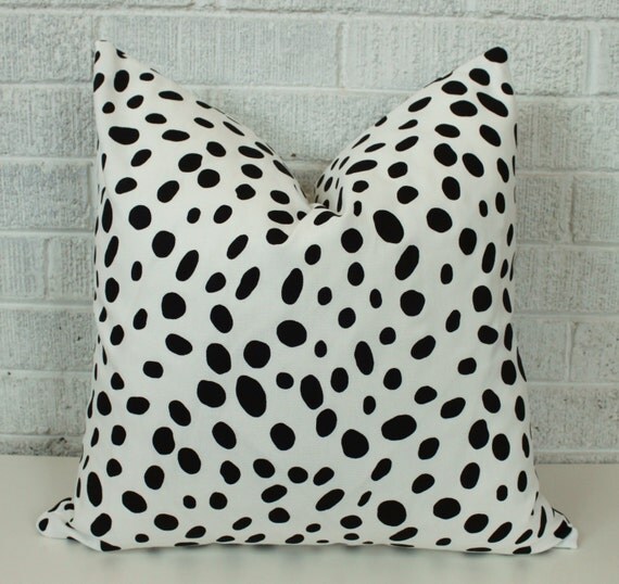 Dalmation Dot Pillow Cover 18 inch black white spots animal print