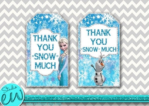 Frozen Thank You Tags Printable Frozen Gift Tags by StudioEW