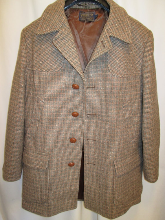 vintage Pendleton wool tweed mens car coat by Greatusedstuff