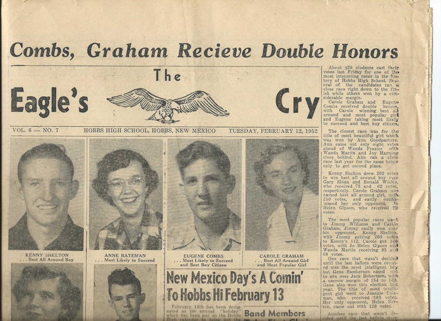 Vtg. Hobbs New Mexico High School Eagle's Cry Newspaper