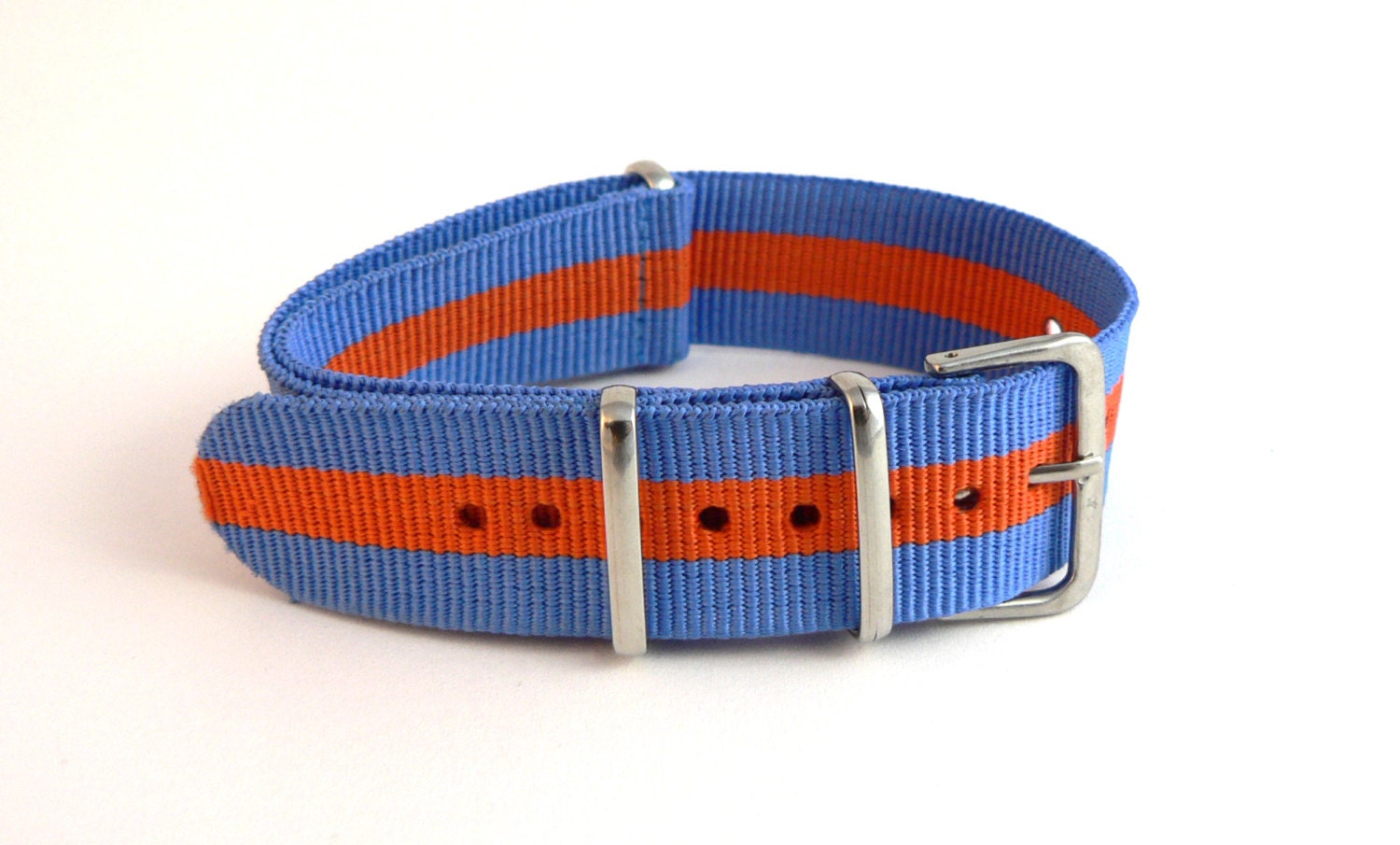 Light Blue and Orange NATO strap 20mm by GAALcollection on Etsy