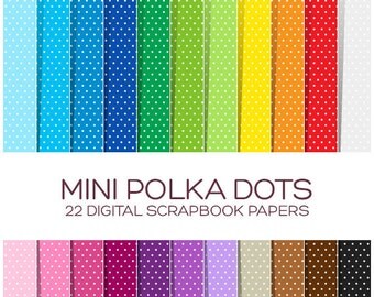 Polka Dot Digital Paper Pack Polka Dot Paper Sale Digital Scrapbook Paper Digital Background Rainbow Digital Paper Digital Textures - P00048