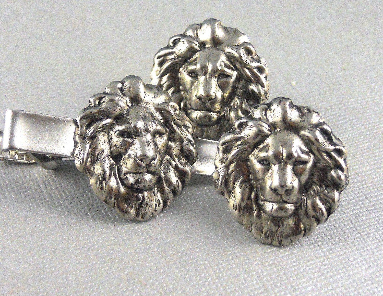 Silver Lion Cufflinks, Lion, Cufflink, Silver LionTie Clip, Tie Bar, Wedding, Lion, Vintage Gothic Inspired