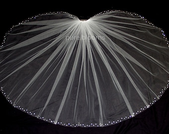 READY TO SHIP Wedding Veil with Crystal Edge, Elbow Length (30 inch) Crystal Bridal Veil, Matte Diamond White, Style 3005R