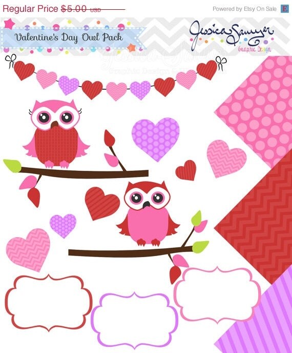 50% OFF- INSTANT DOWNLOAD, valentine day owl clipart, Valentine's Day owl pack , for commercial use, personal use, invites, cards, scrapbook Il_570xn