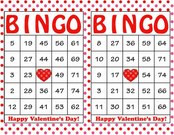 Download 100 Valentines Bingo Cards - Printable Valentine Bingo Cards - Instant Download - Valentine's ...