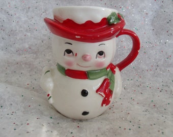 Vintage Snowman Mug, Lefton Snowman Mug, Lefton Christmas Planter