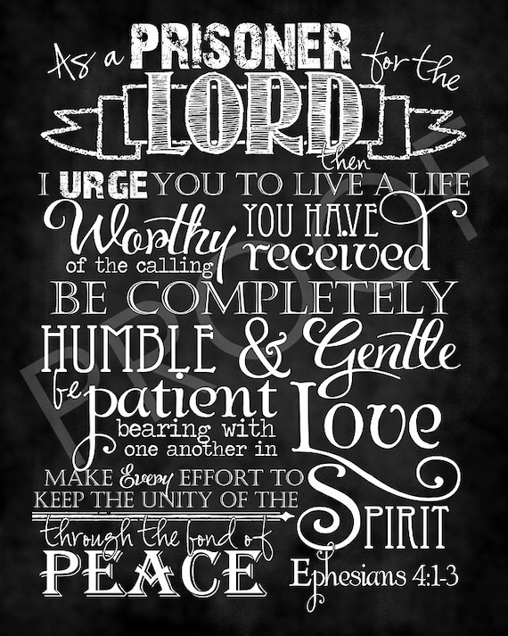 Scripture Art Ephesians 4:1-3 Chalkboard Style