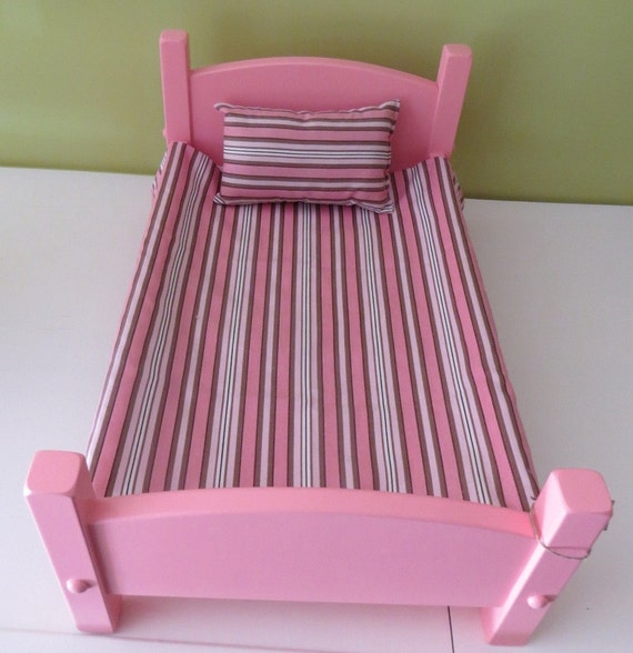 18 WOOD Doll Bed Pink Oak or White Finish with by savingshepherd