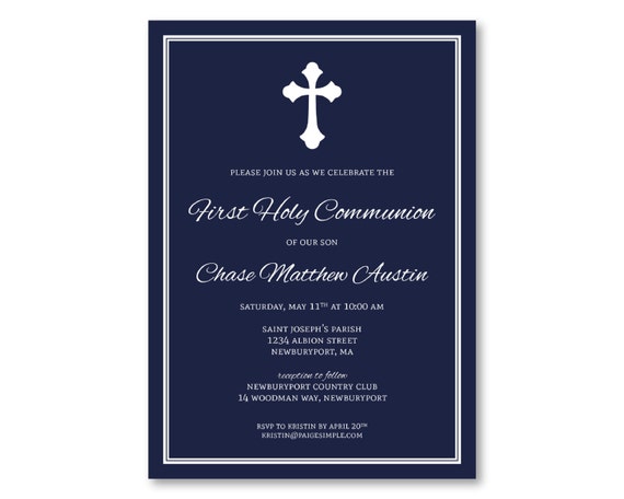 First Communion Invitation (First Holy Communion Invitation, Baptism Invitation, Christening Invitation, Confirmation Invitation, Blessing) Il_570xn