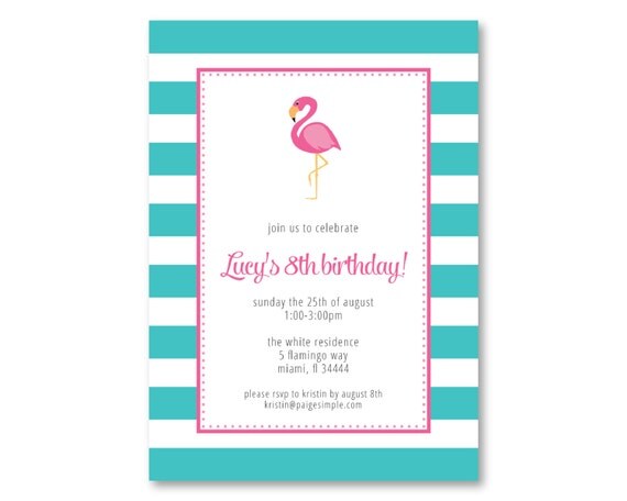 Pink Flamingo Party Invitation or Shower Invitation (Flamingo Party, Flamingo Invitation, Pool Party Invitation, Pool Party, 1st Birthday) Il_570xn